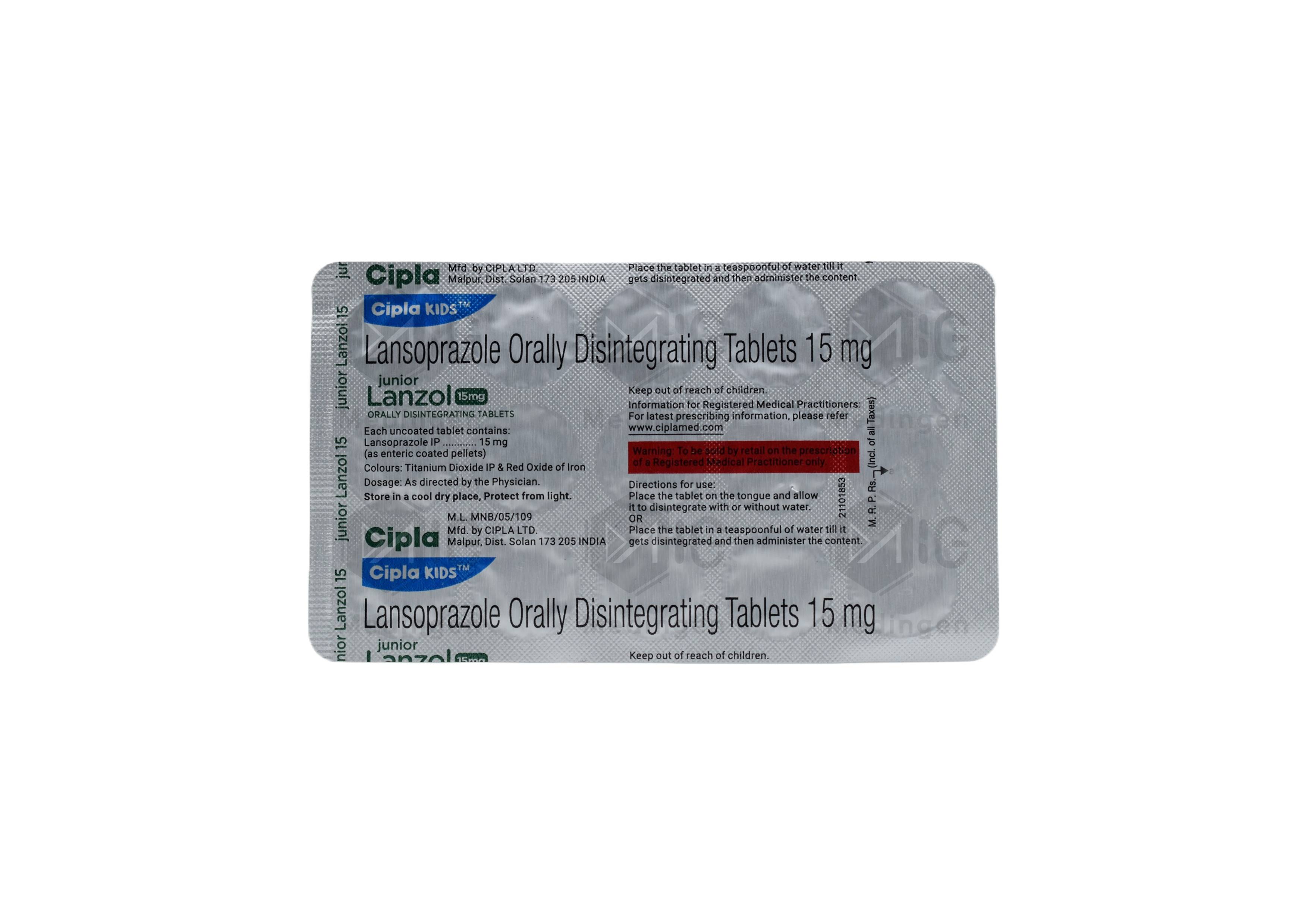 JUNIOR LANZOL 15MG
