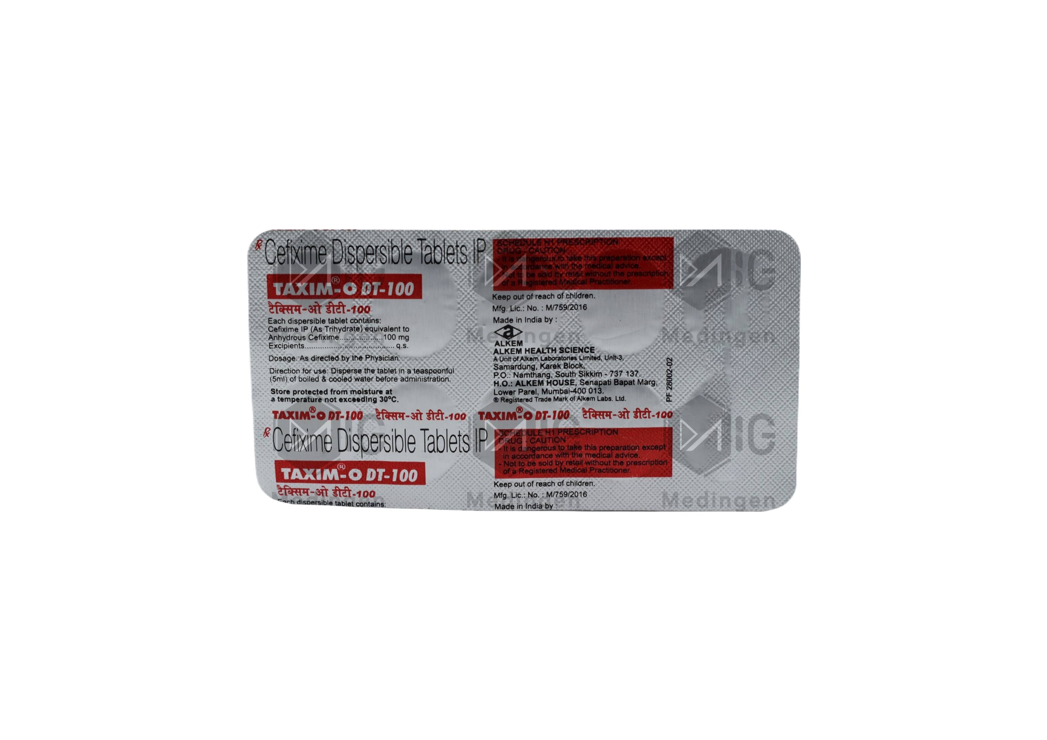 TAXIM O DT 100MG